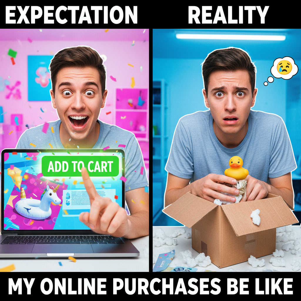 That 'add to cart' energy vs. the 'what have I done' energy when the package arrives.