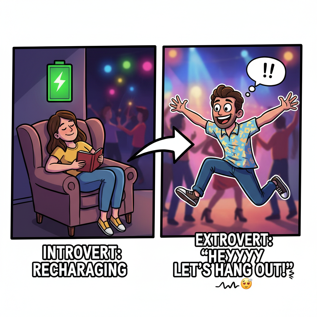 Introvert at a party: *charging in the corner* Extrovert: 'OMG, you're so quiet!'