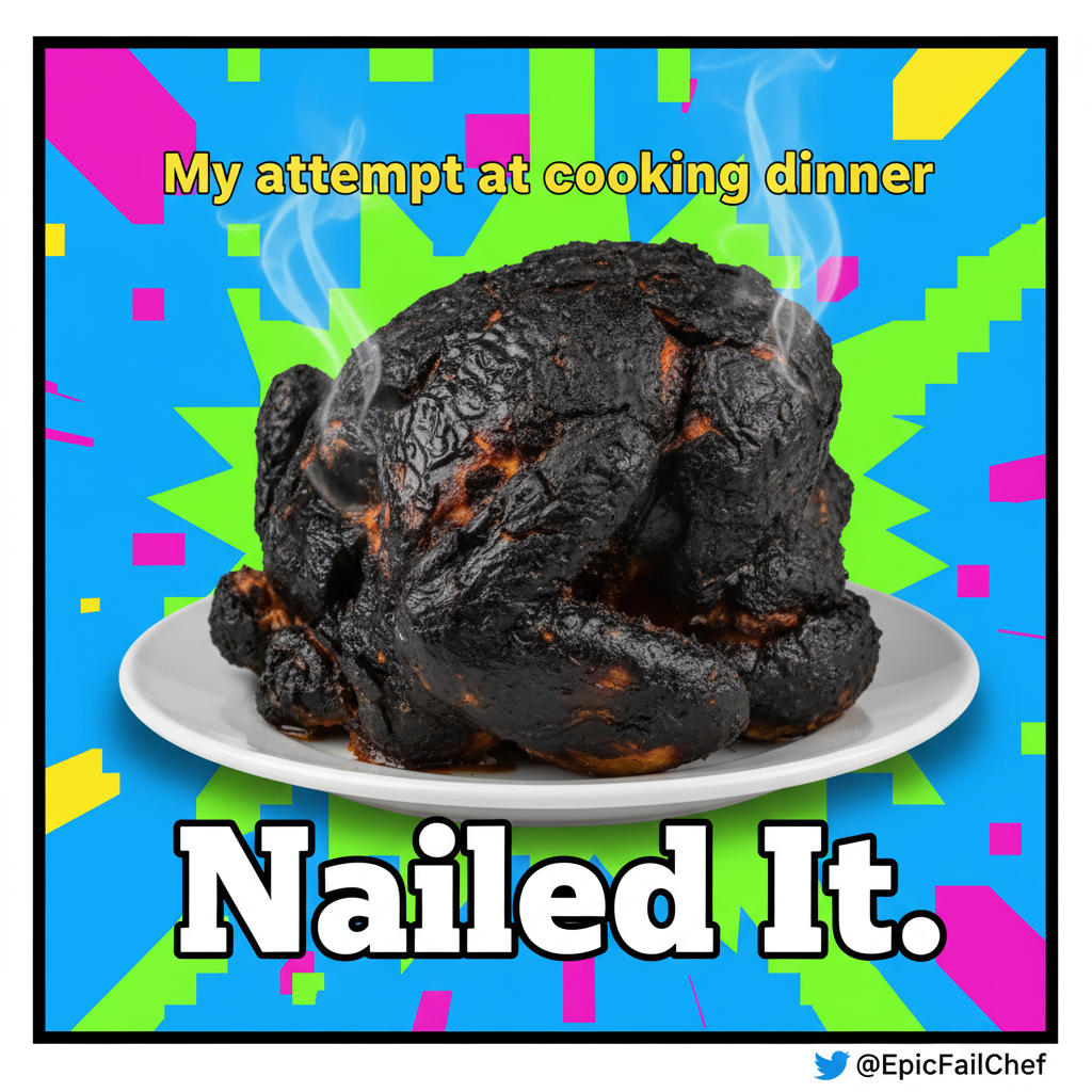 My 'gourmet' meal looks like a crime scene. Send help & pizza.