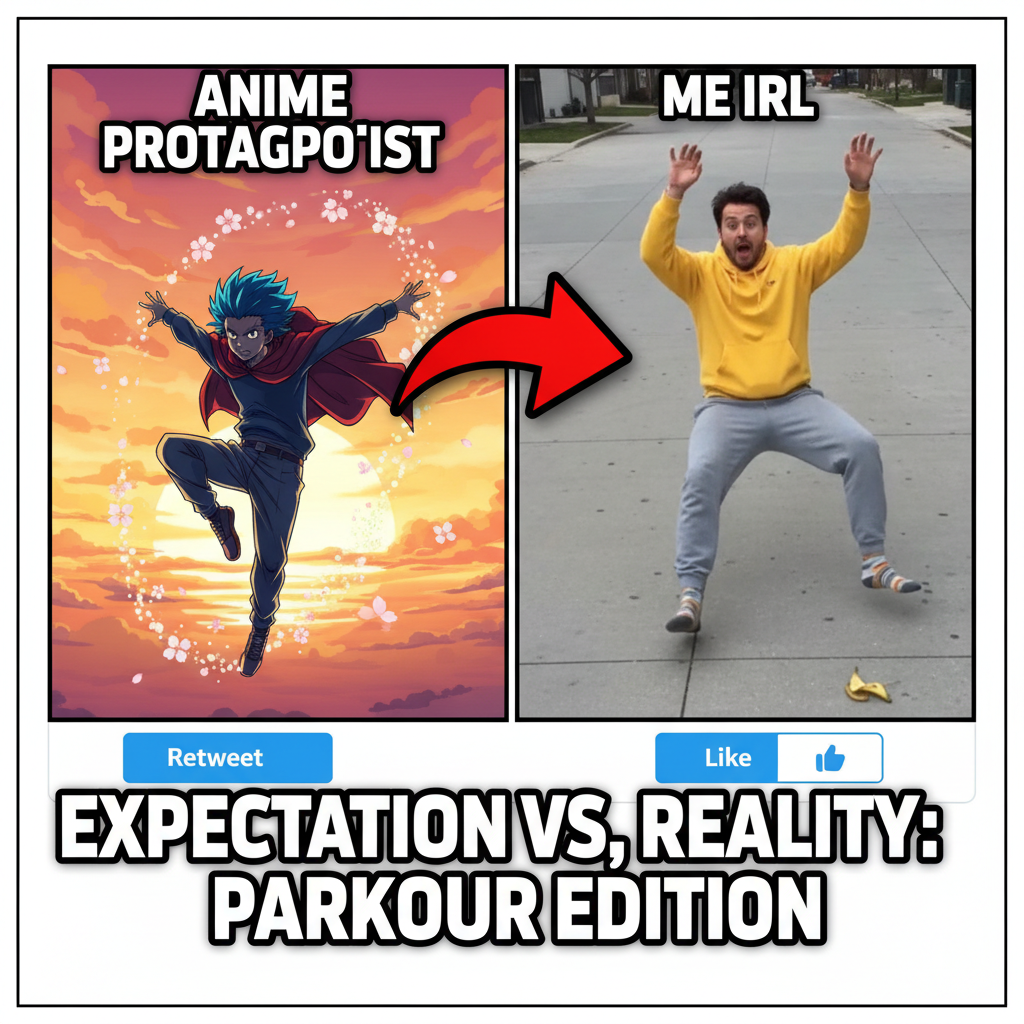 Me trying to use anime logic in real life: *falls dramatically*