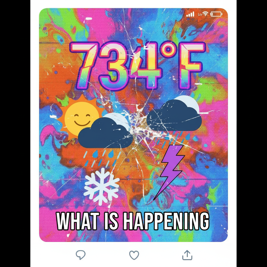 It's 70 degrees and raining. My local weather app is having a crisis.