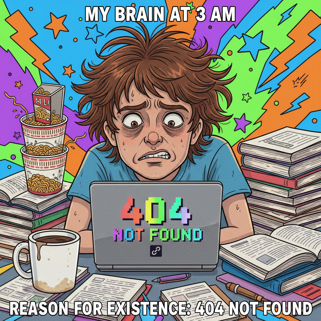 My brain during exam season: 404 knowledge not found. Send coffee & prayers.