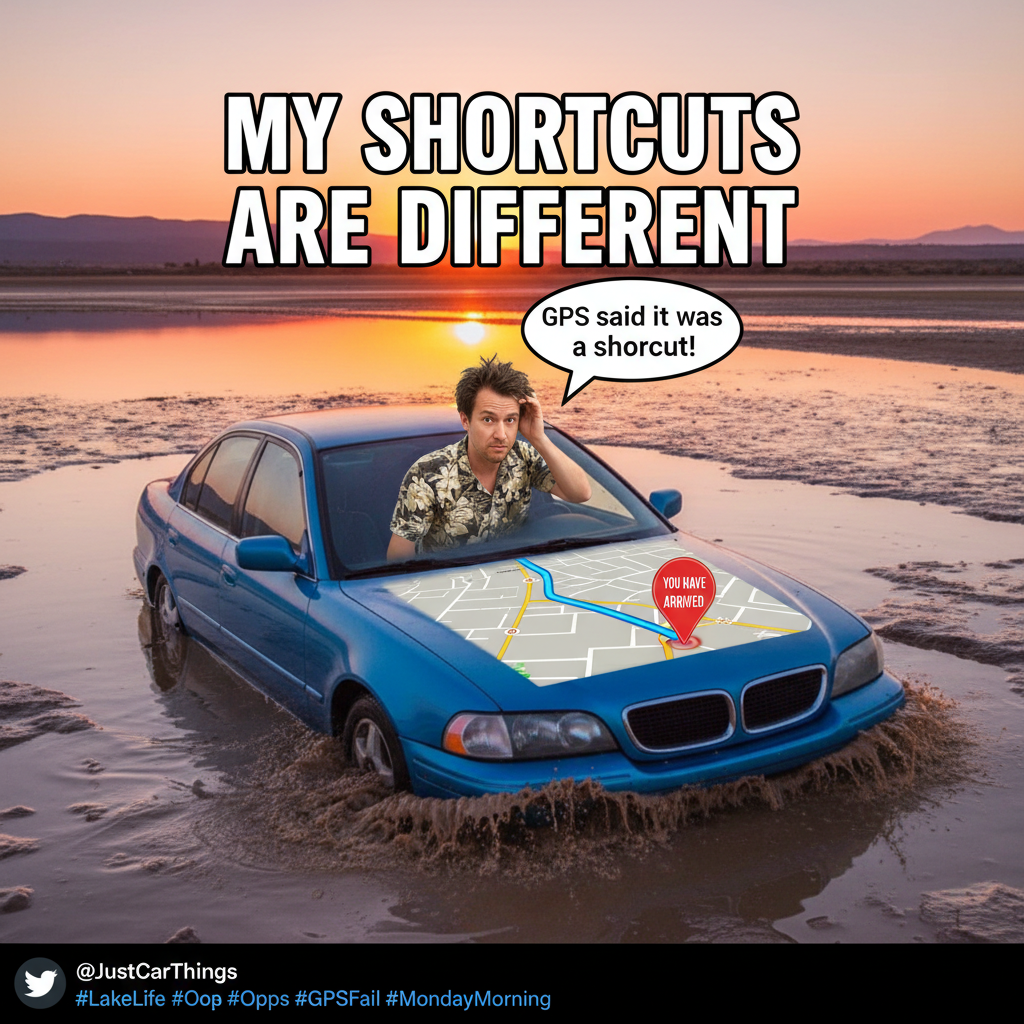 GPS said 'turn left now'. I'm pretty sure 'now' meant into this lake. Send help.