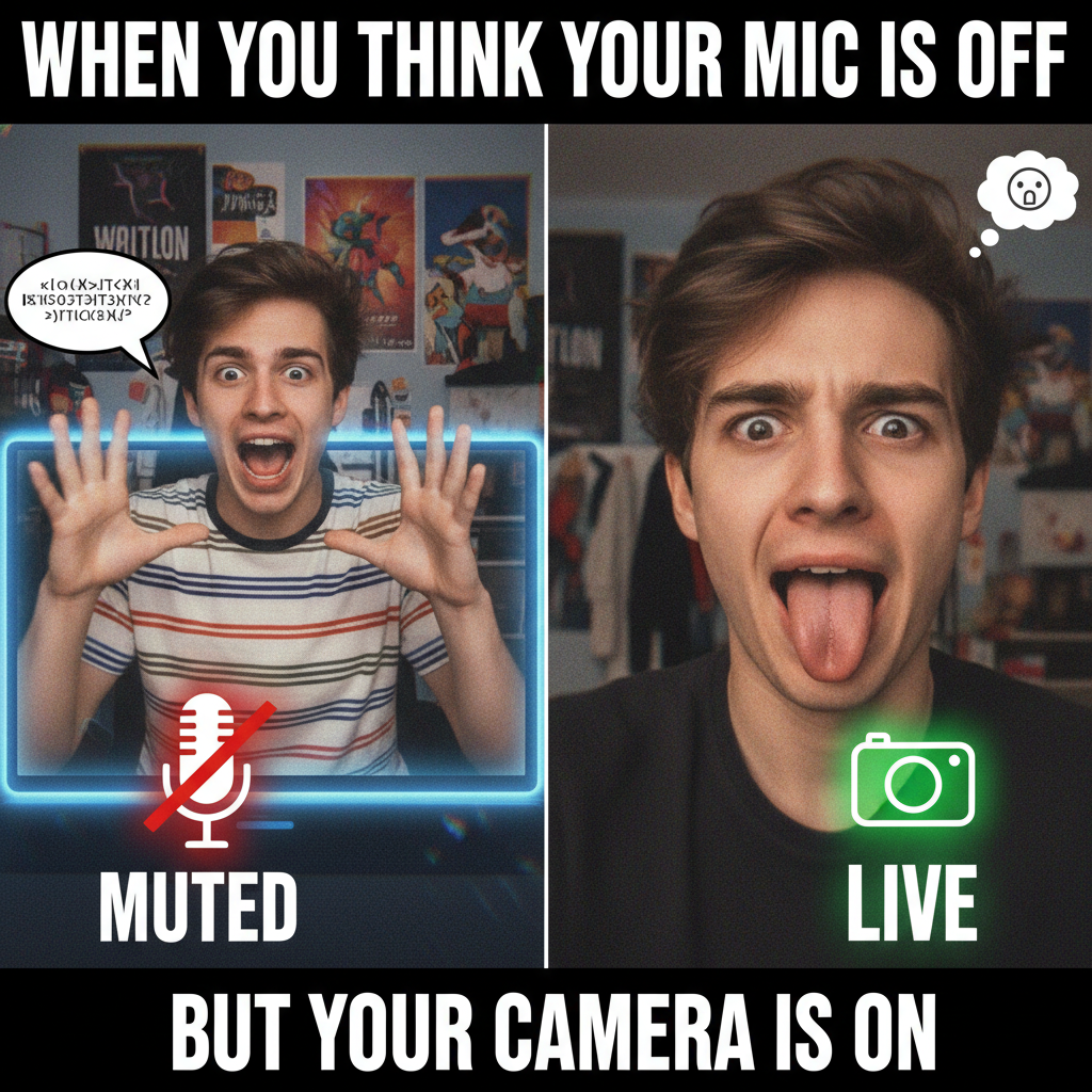 My mic was off for 10 mins. My camera was off for 10 mins. But never both.
