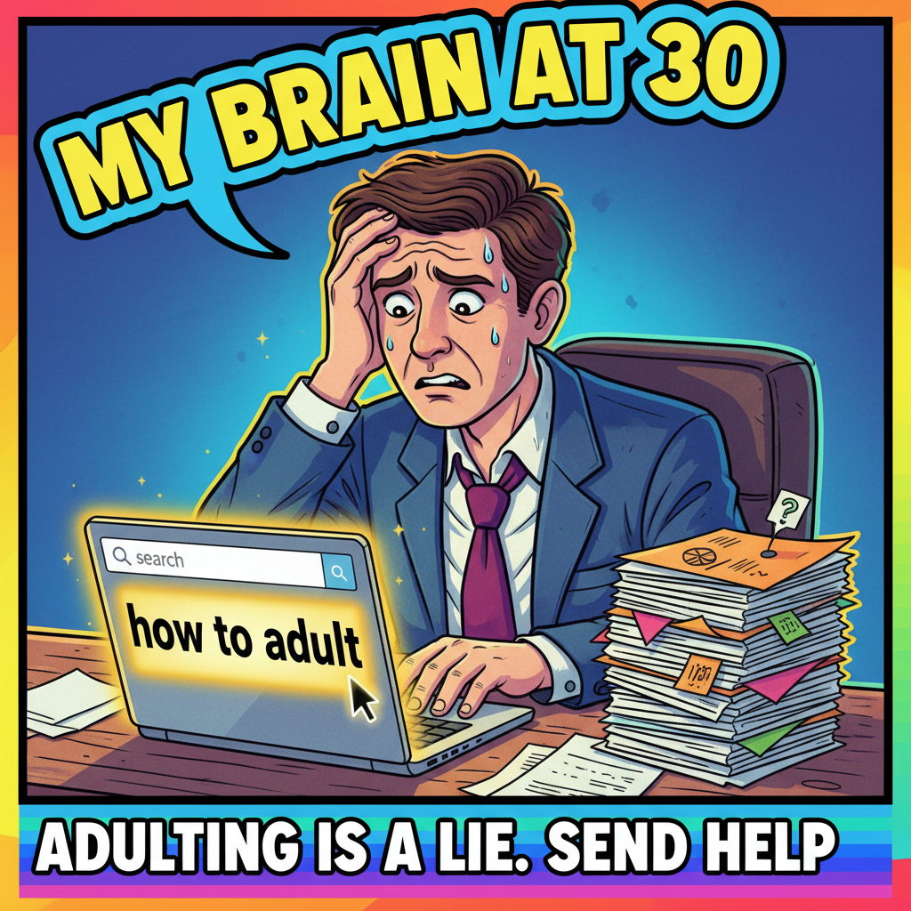 Adulting is just pretending you know what you're doing while silently Googling 'how to file taxes'.