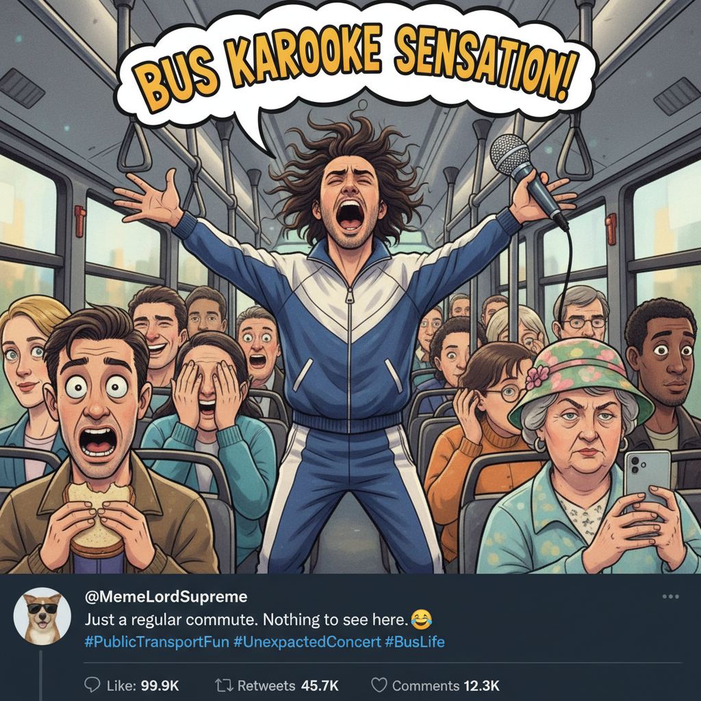 Just witnessed a full-on opera performance on the bus. My commute is wilder than my dating life.