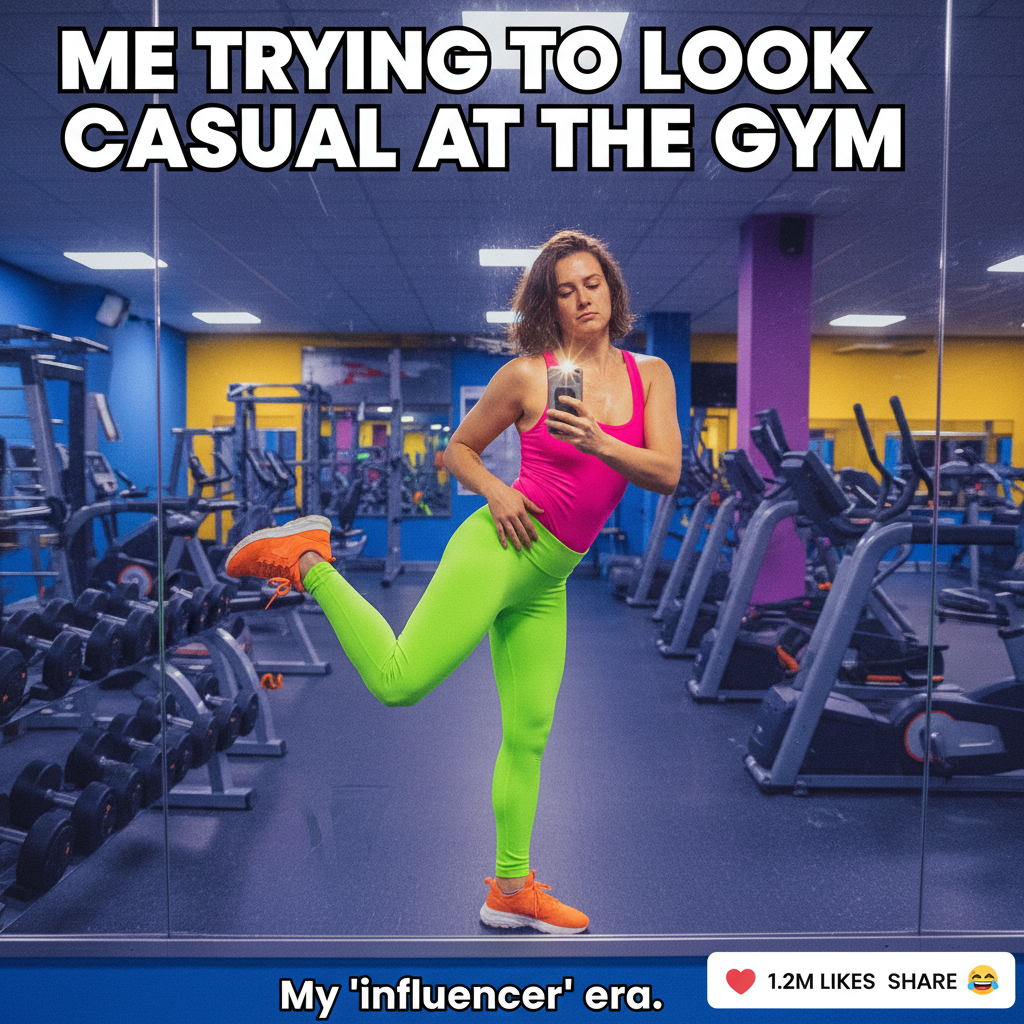 My gym routine: 10 mins working out, 50 mins finding the perfect selfie angle. Gains are subjective.