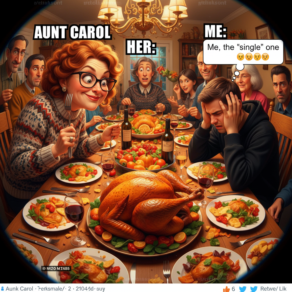 Aunt Carol just asked if I'm 'still single.' The turkey isn't the only thing getting roasted this year.
