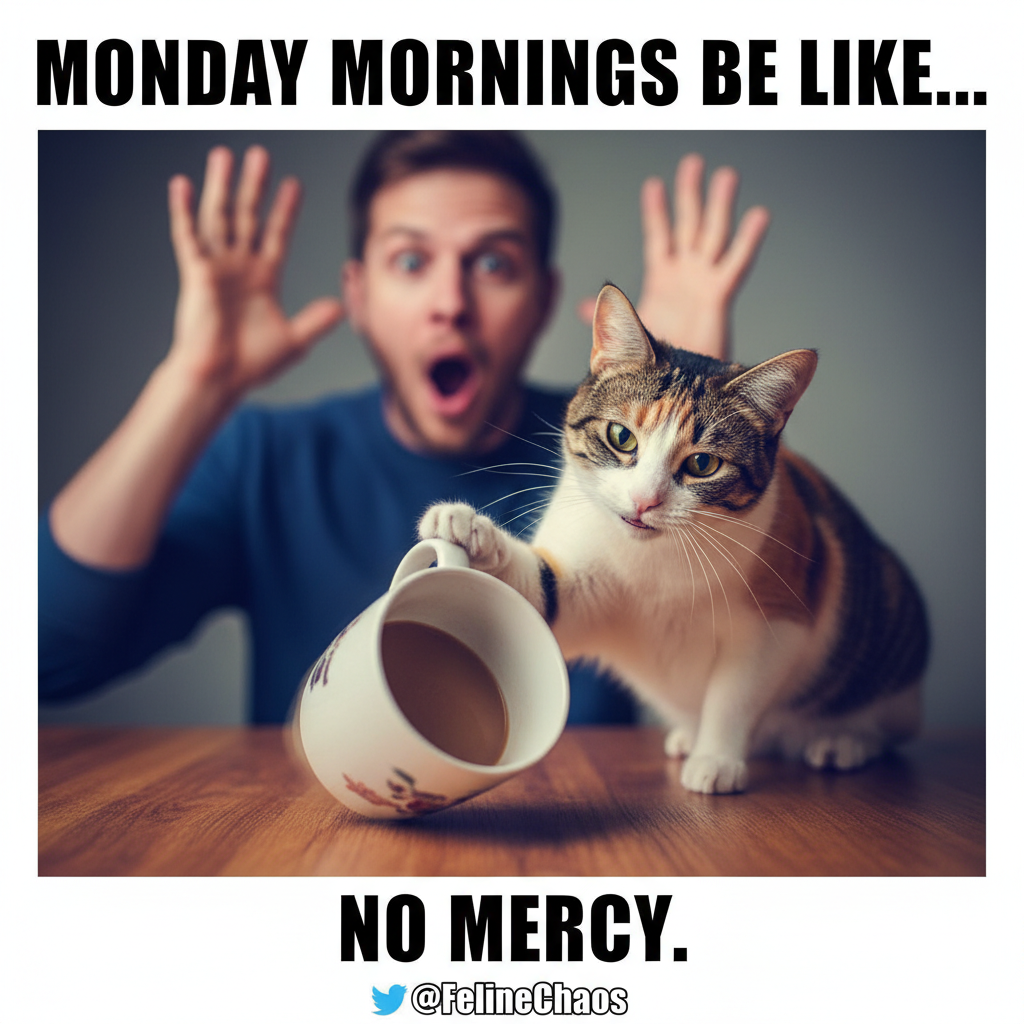 My cat just stared into my soul while slowly pushing my coffee cup off the table. This is my life now.