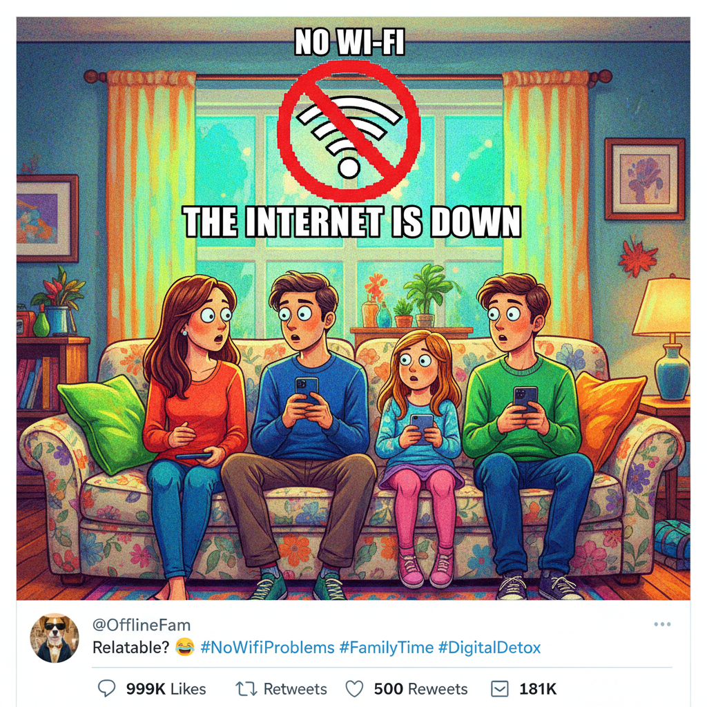 The wifi went down for 5 minutes and I almost started talking to my family. Terrifying.