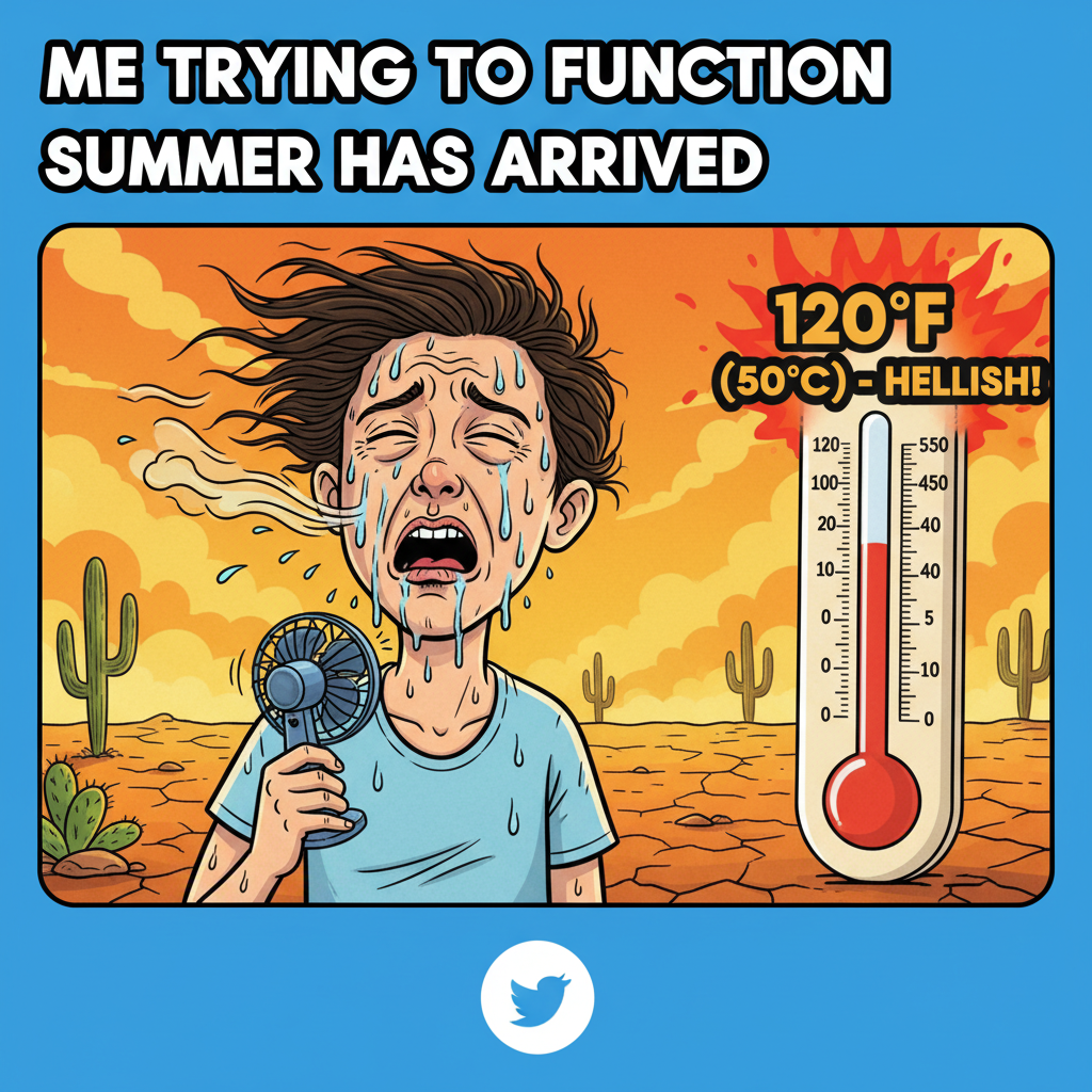 My region has 4 seasons: hot, hotter, inferno, and 2 days of 'is that a breeze?'