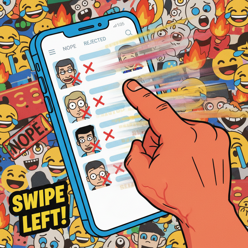 Dating apps: where my 'swipe left' finger gets more exercise than I do.