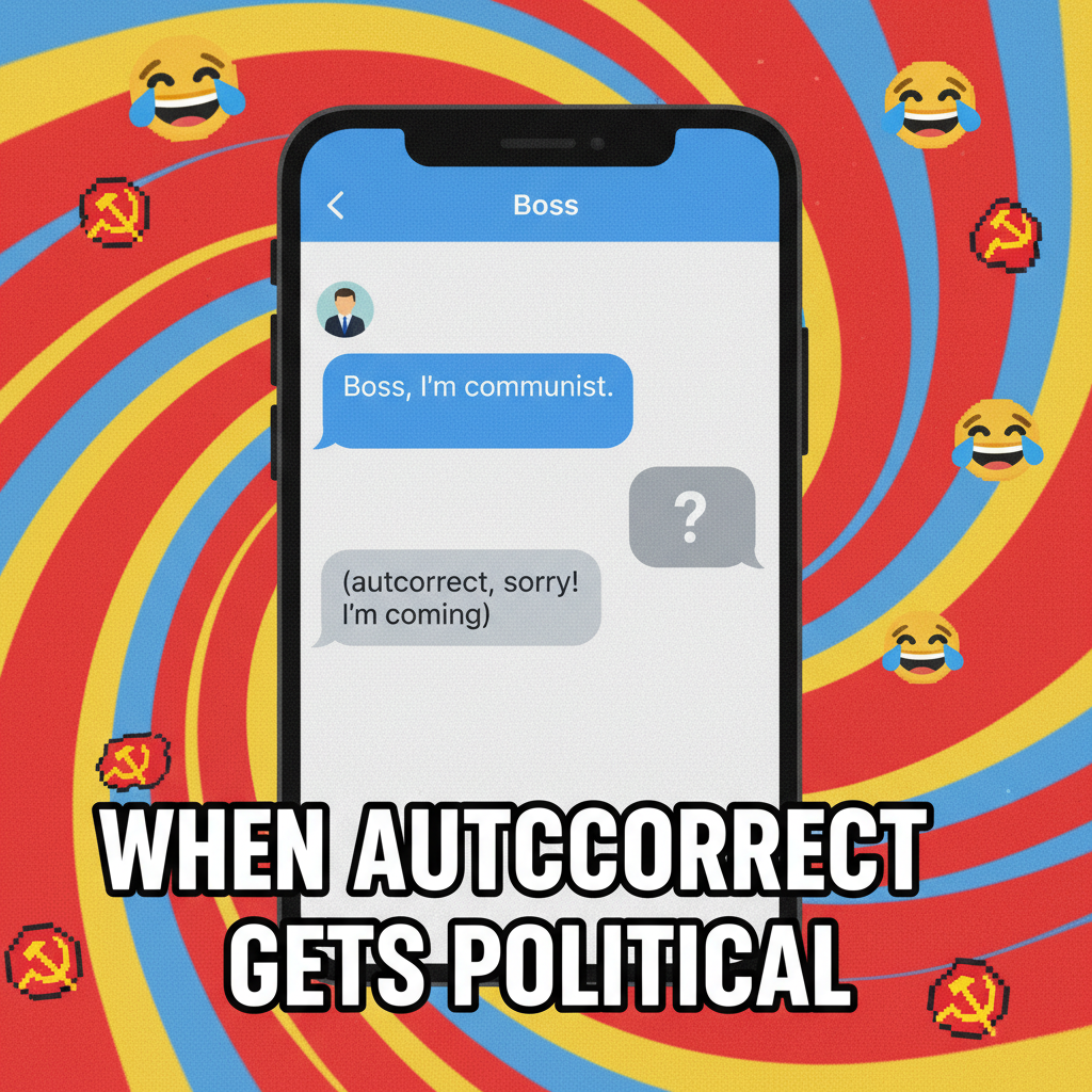 Autocorrect changed 'I'm coming' to 'I'm communist.' My boss is now confused.