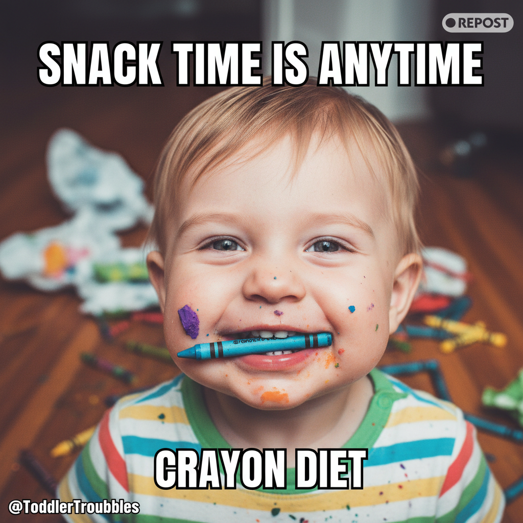 Just found my toddler eating a crayon. At least it was a primary color, so we're learning.