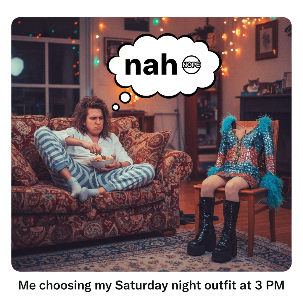 Friday night plans: Go out. Friday night reality: Debating if I should put on real pants.