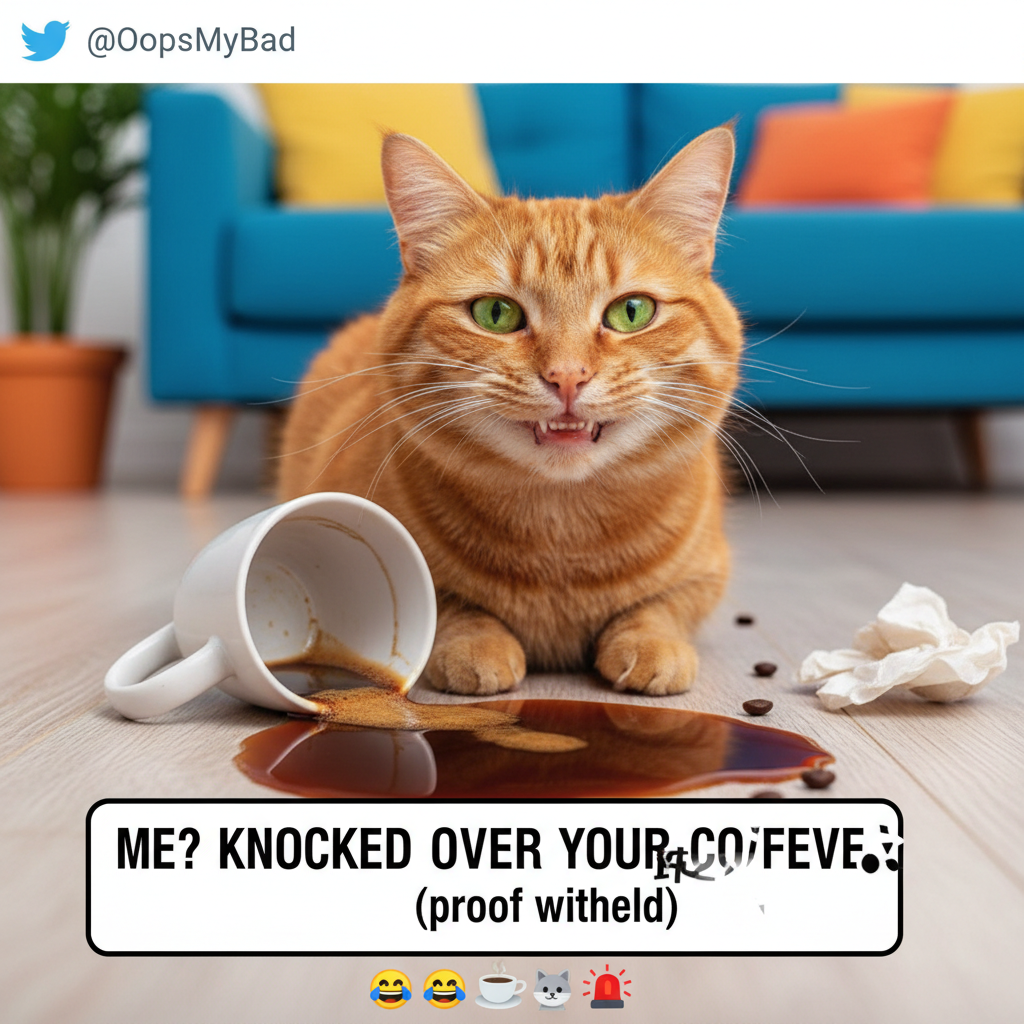 My cat just knocked my coffee off the counter, made eye contact, then purred. Zero regrets. #CatLife