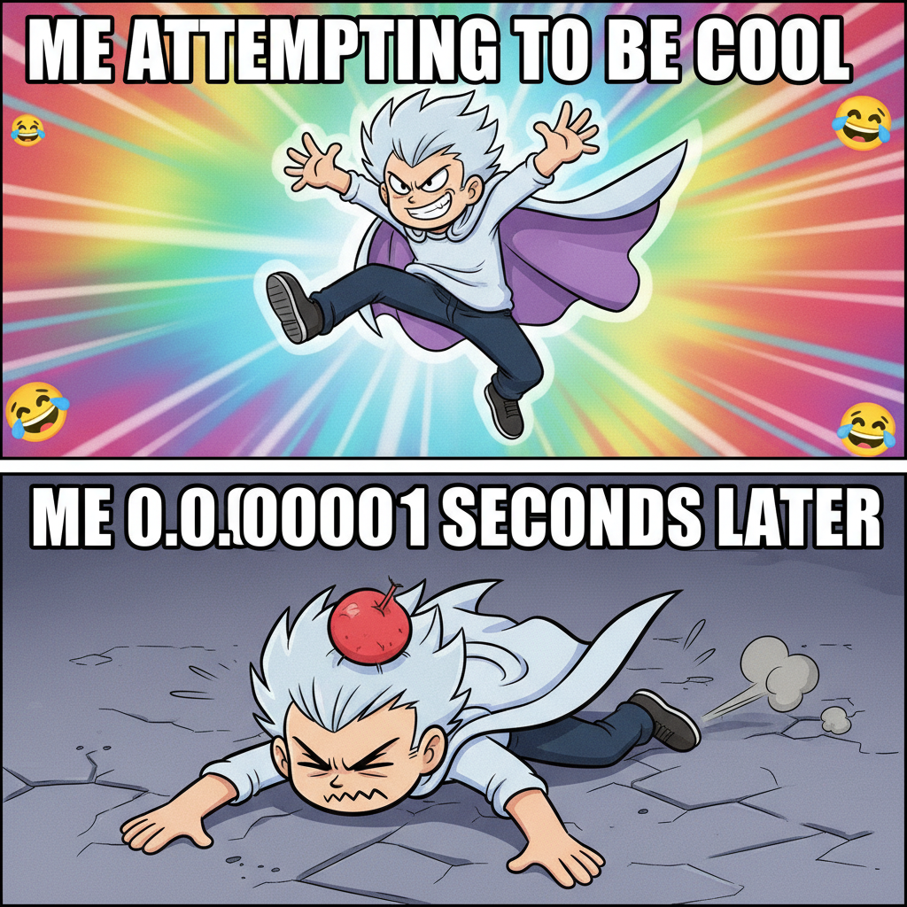 Me trying to use anime logic in real life: *falls dramatically*