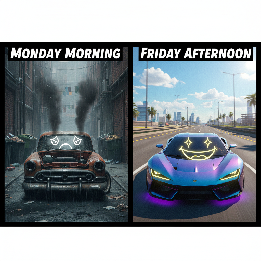 My car on Monday morning vs. Friday afternoon