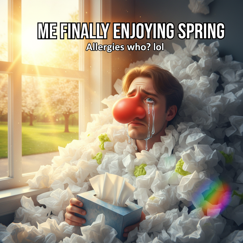 It's 70 degrees and sunny, but my allergies are convinced it's the apocalypse. Send tissues.