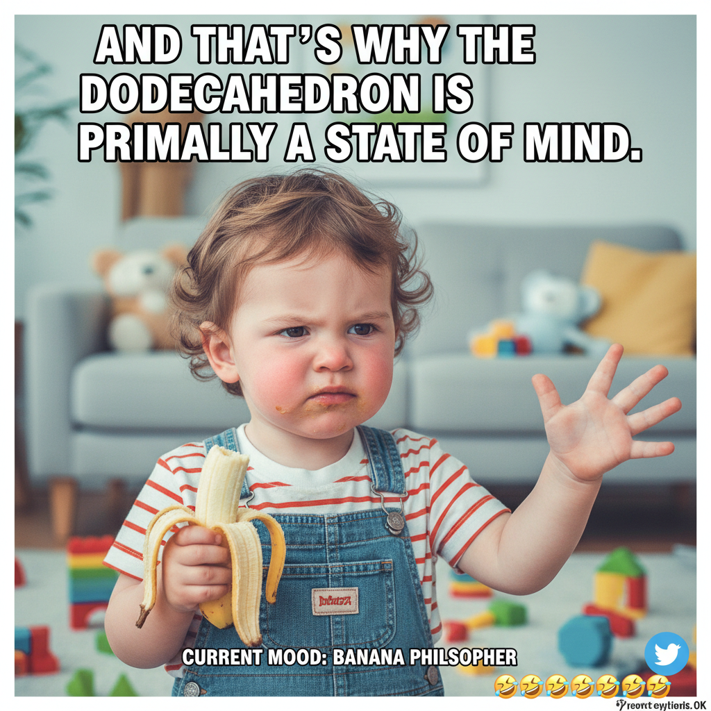 My toddler just explained quantum physics using only grunts and a half-eaten banana. I'm enlightened.