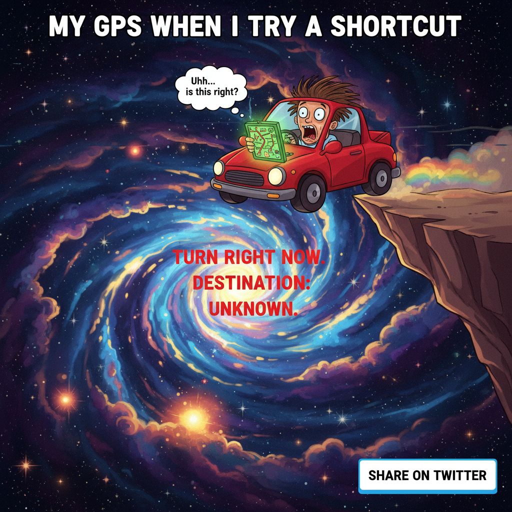 GPS said 'turn left'. I turned right. Now I'm in a different dimension.