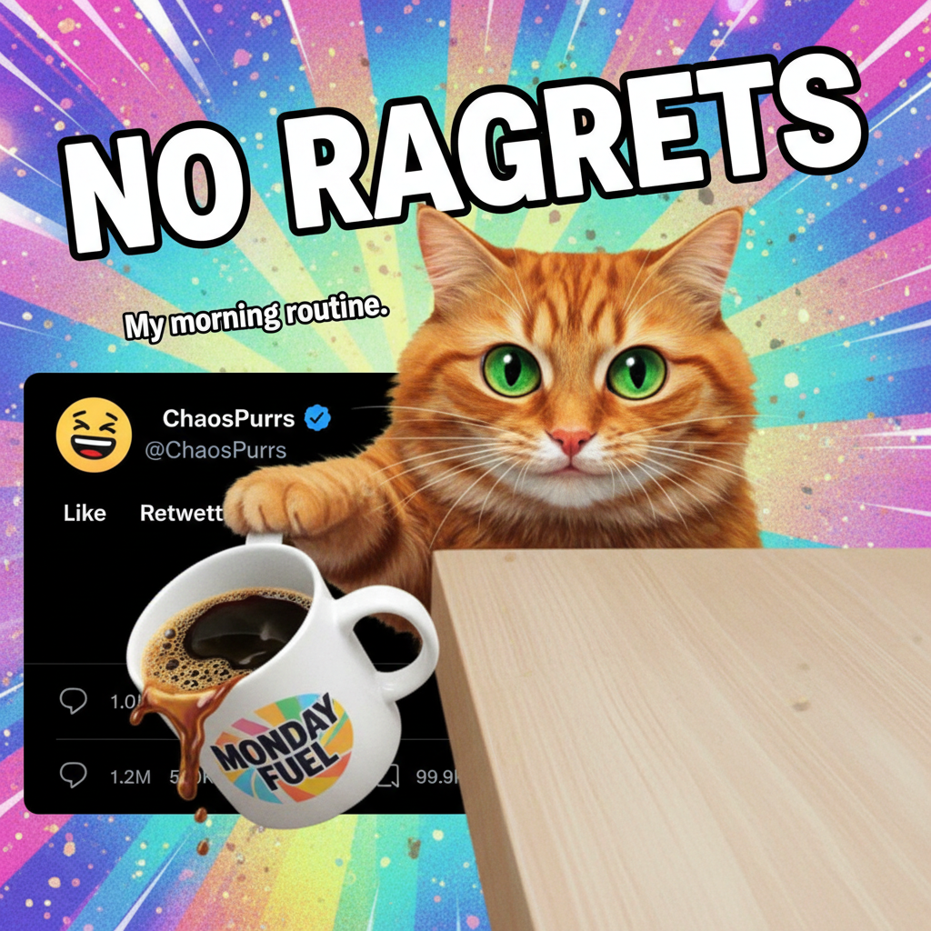 My cat just stared into my soul while slowly pushing my coffee cup off the table. Power move.