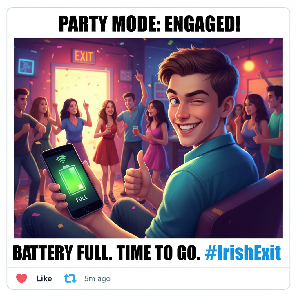 Introvert at a party: 'I've recharged my social battery, time to go home.'