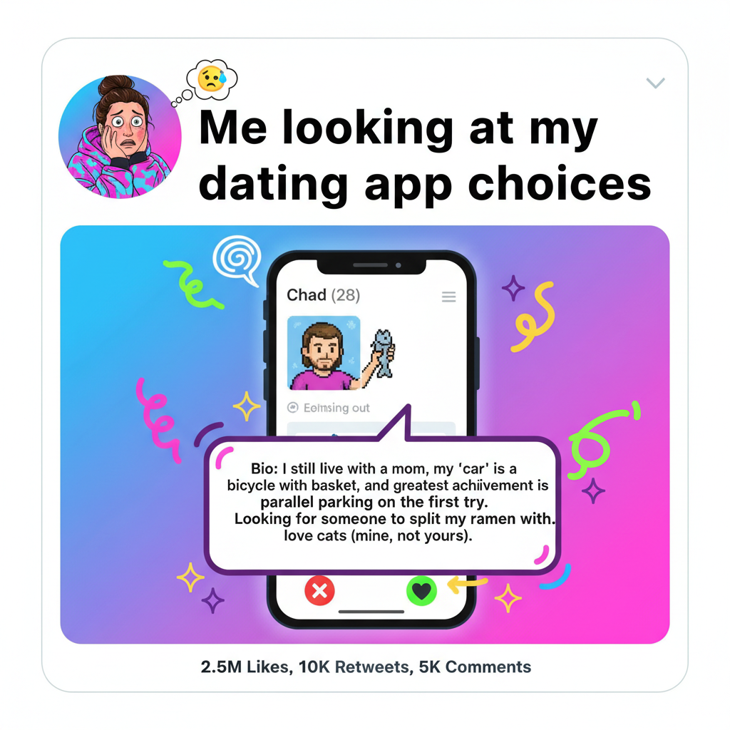 My dating app bio: 'Fluent in sarcasm, terrible at small talk.' Still single. Send help.