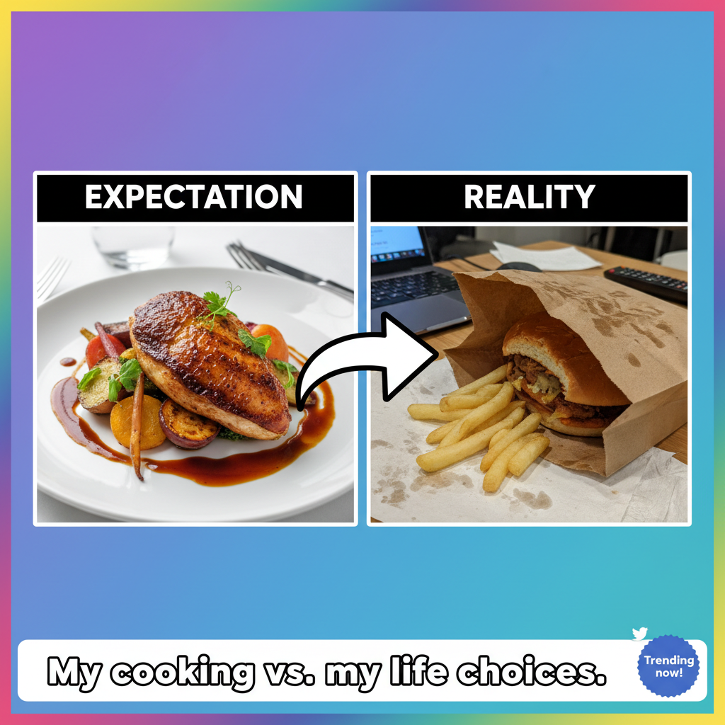 Food delivery expectations: Gourmet feast. Reality: My sad, slightly cold fries.