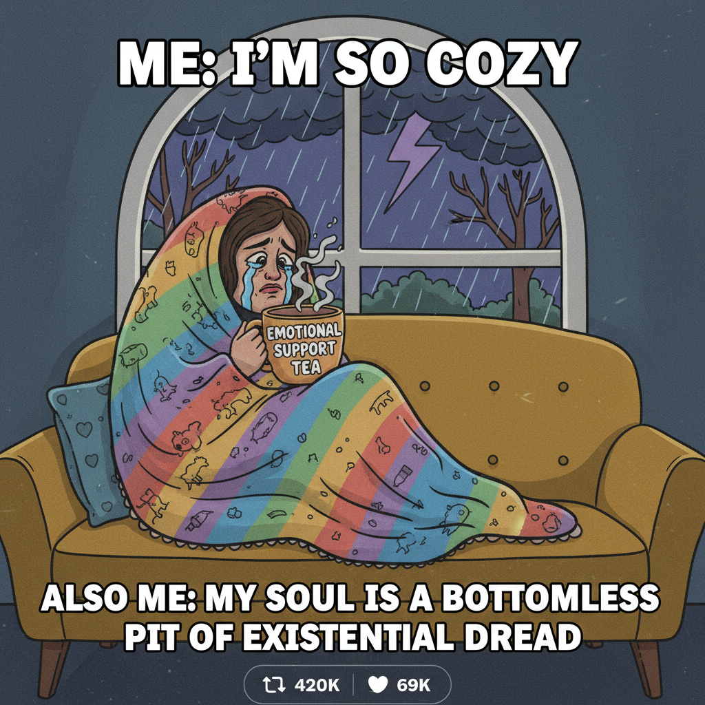 It's 3 PM, I'm still in my pajamas, and the sun set 2 hours ago. Seasonal depression is my aesthetic.