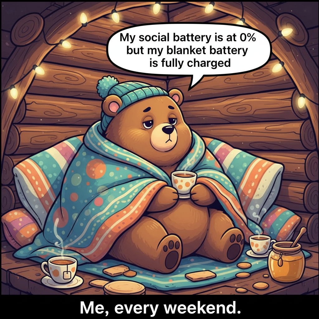 Seasonal depression hitting different this year. My spirit animal is a hibernating bear.
