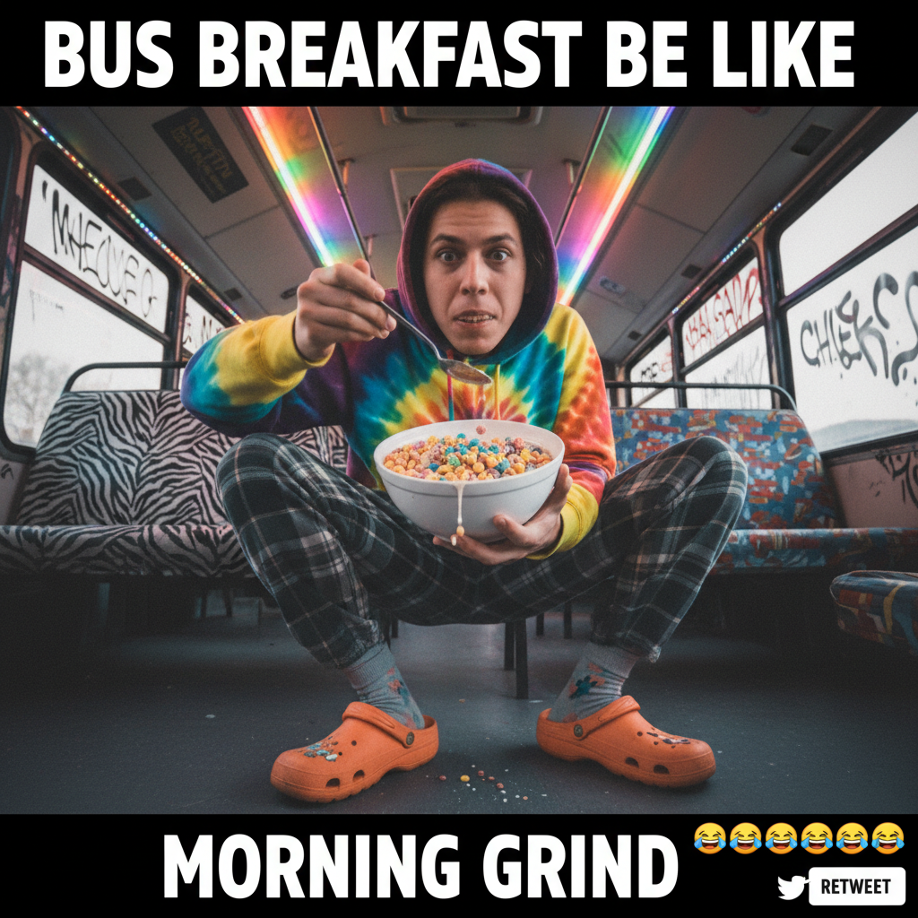 Just saw a guy on the bus eating cereal with a spoon. Respect the hustle.