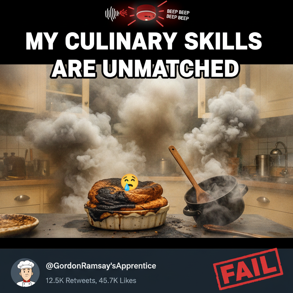 Tried to make a soufflé. Now my smoke detector is doing an interpretive dance. #CookingFail