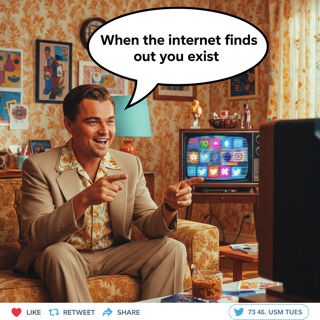 When the internet finds out you exist: *Leonardo DiCaprio pointing meme* #CelebrityMemes