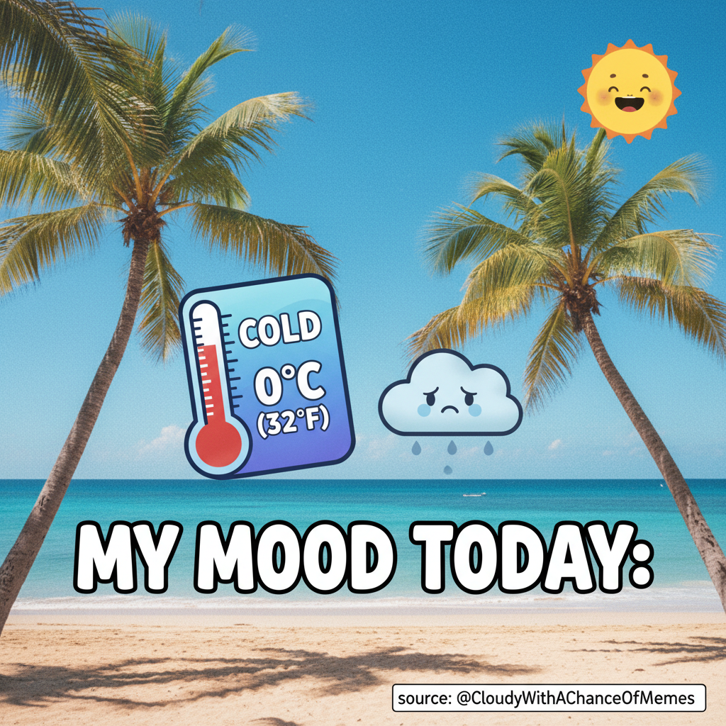 It's 75 degrees and sunny but my weather app says 'feels like winter in your soul.'