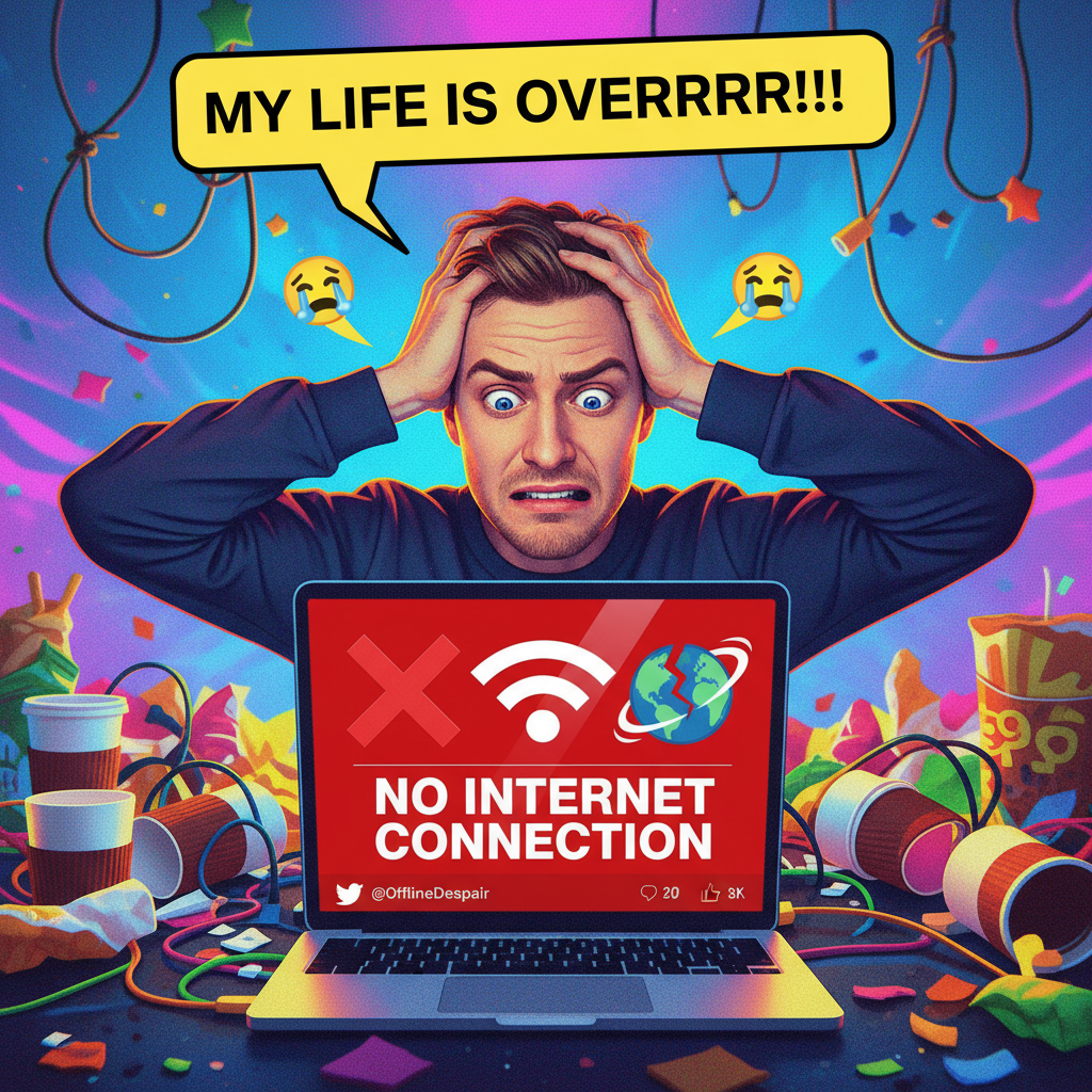 The 5 stages of grief when the WiFi goes down. Mostly panic and then existential dread.