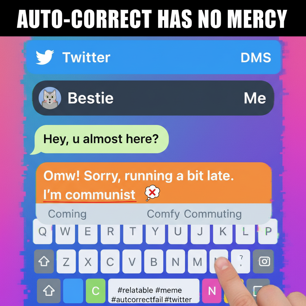 Autocorrect just changed 'I'm coming' to 'I'm communist'. My boss is confused.