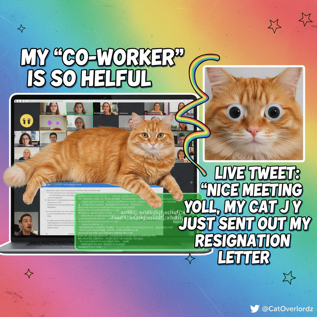 My cat just walked across my keyboard during a Zoom meeting. Instant promotion.