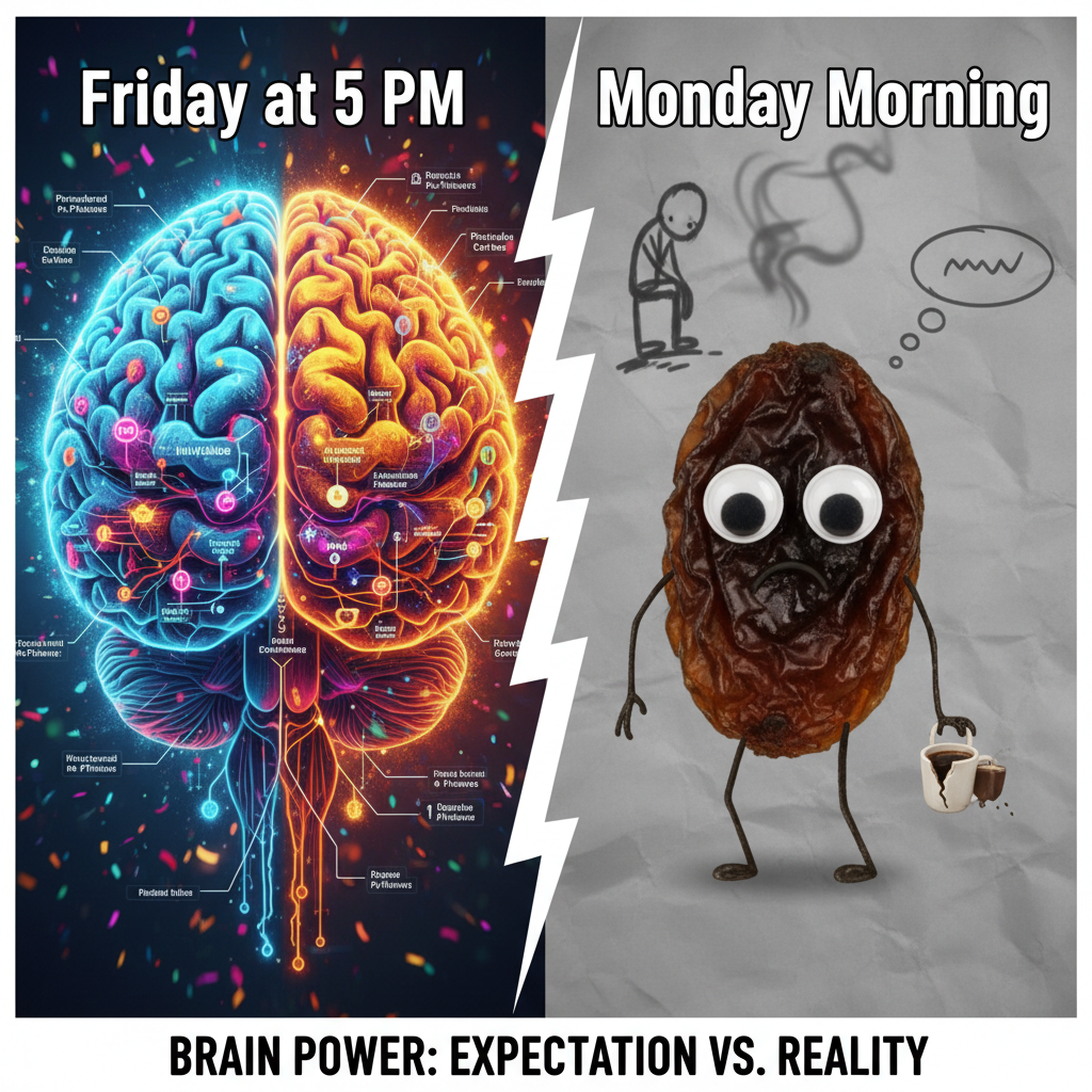 My brain on Monday morning vs. my brain on Friday at 5 PM