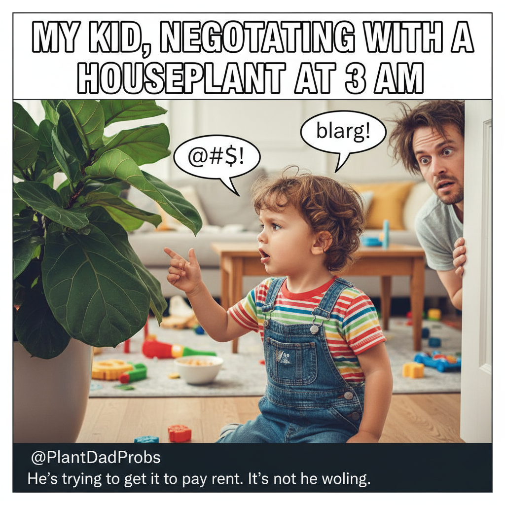 My toddler just explained the plot of Paw Patrol to a houseplant. I'm taking notes. #Parenting