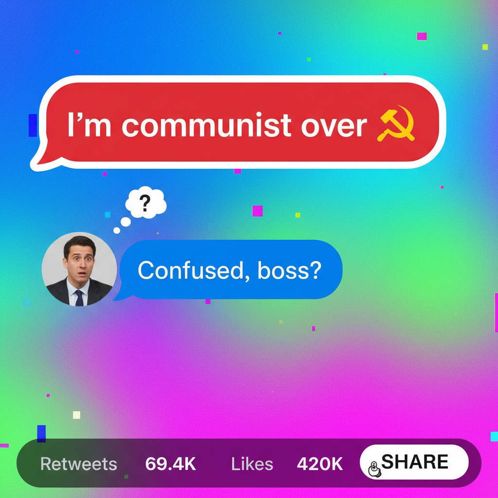 Autocorrect changed 'I'm coming over' to 'I'm communist over.' My boss is confused. #AutocorrectFail