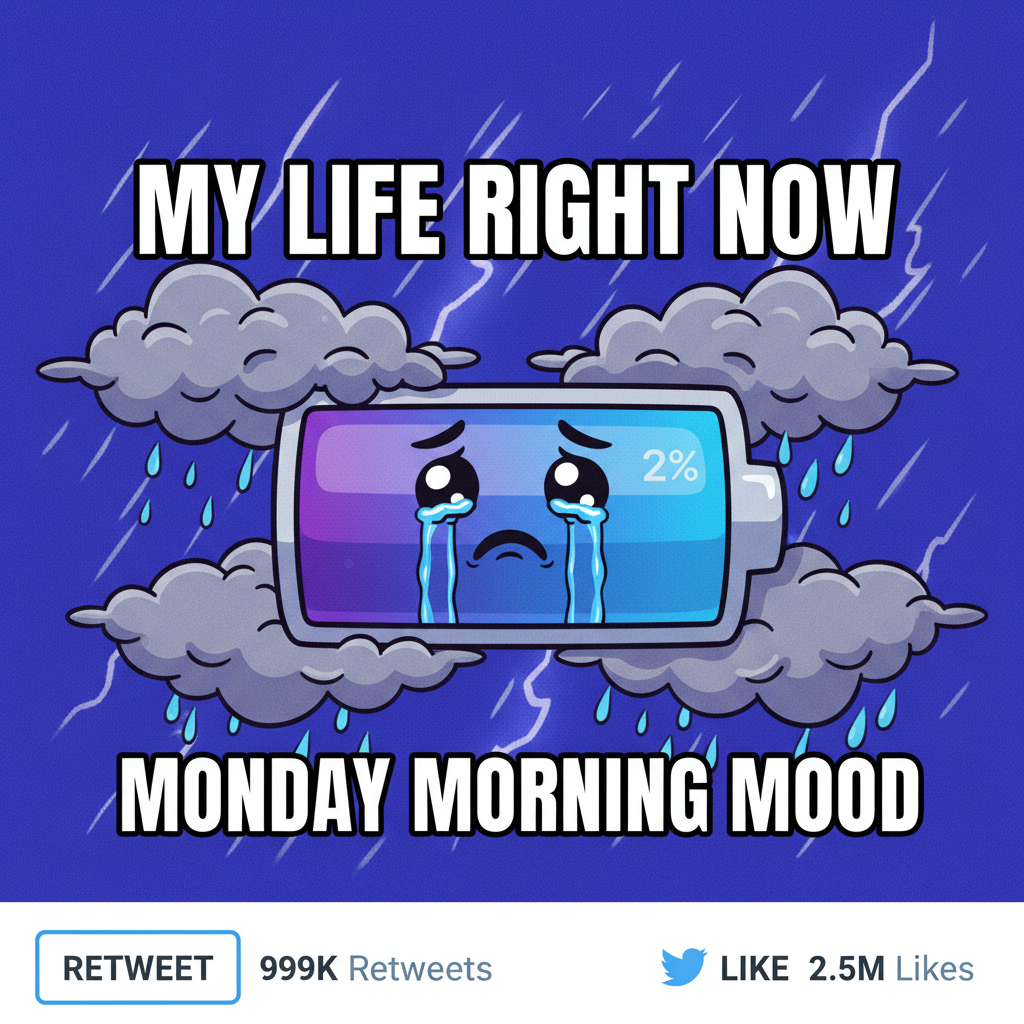 Seasonal depression hitting so hard I'm convinced my soul is just a rechargeable battery at 2%.