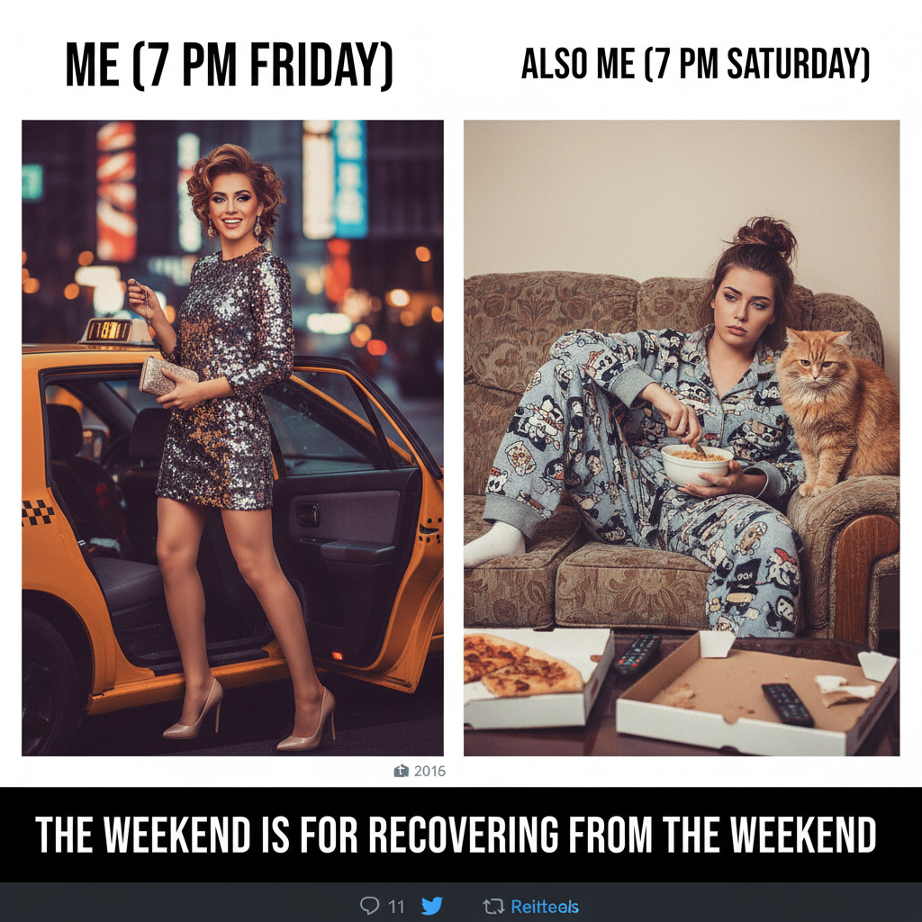 Friday night plans: clubbing. Reality: arguing with my cat about bedtime.