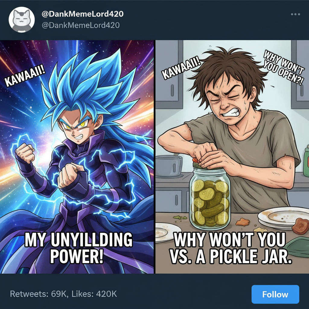 Me trying to adult after watching an anime protagonist overcome literal gods.