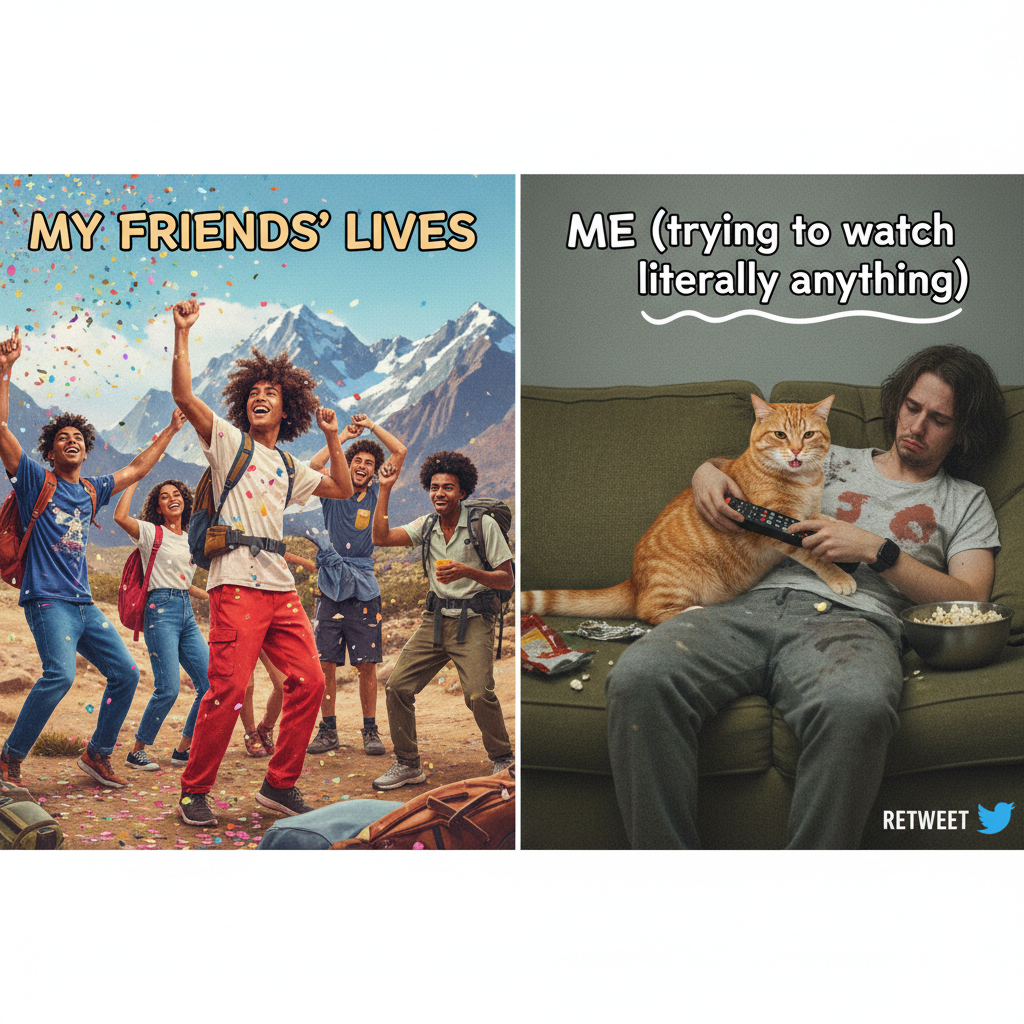 My Friday night plans: epic adventure. Reality: fought the cat for the remote.