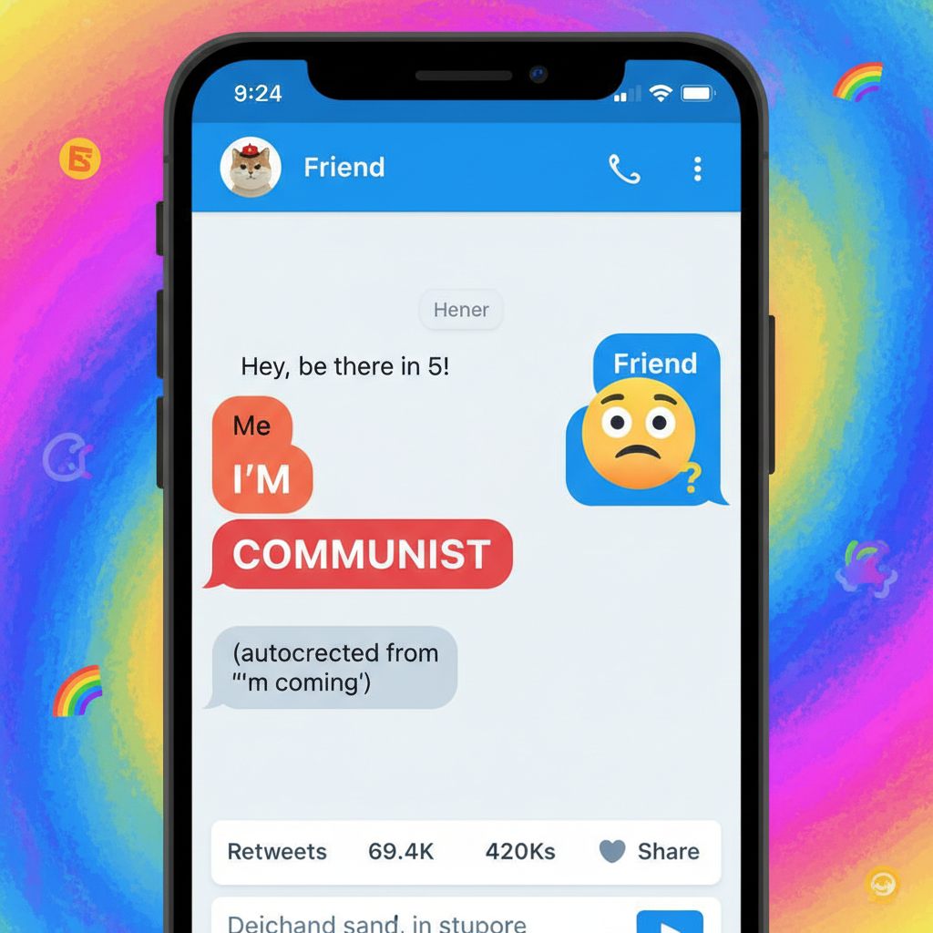 Autocorrect changed 'I'm coming' to 'I'm communist.' My boss is still confused.