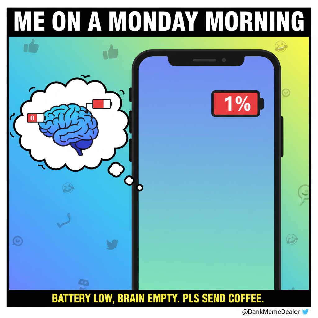 My phone battery is at 1%. My brain battery is at 0%. Send memes.