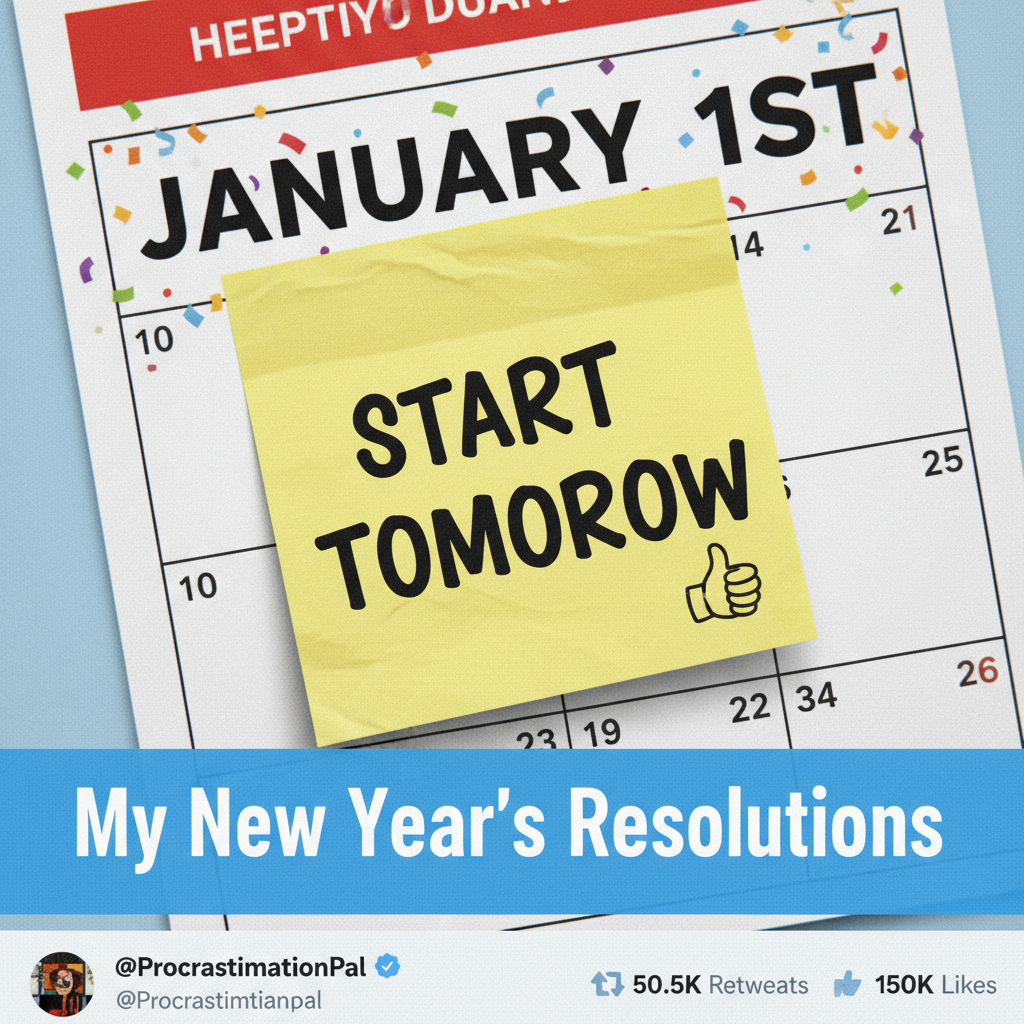 My New Year's resolution was to stop procrastinating. I'll start tomorrow.