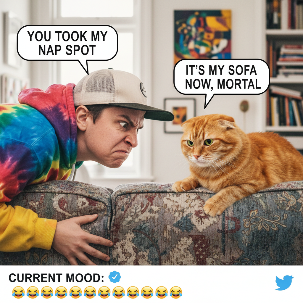 Friday night plans: Clubbing. Friday night reality: Arguing with my cat over who gets the comfy spot.