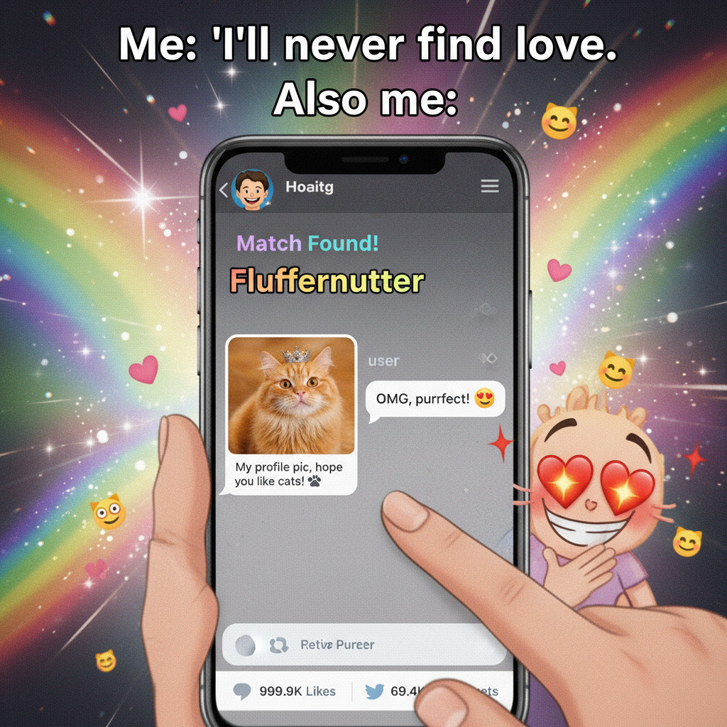 Swiped right, matched, then they sent a pic of their cat. Marrying them. #DatingApp